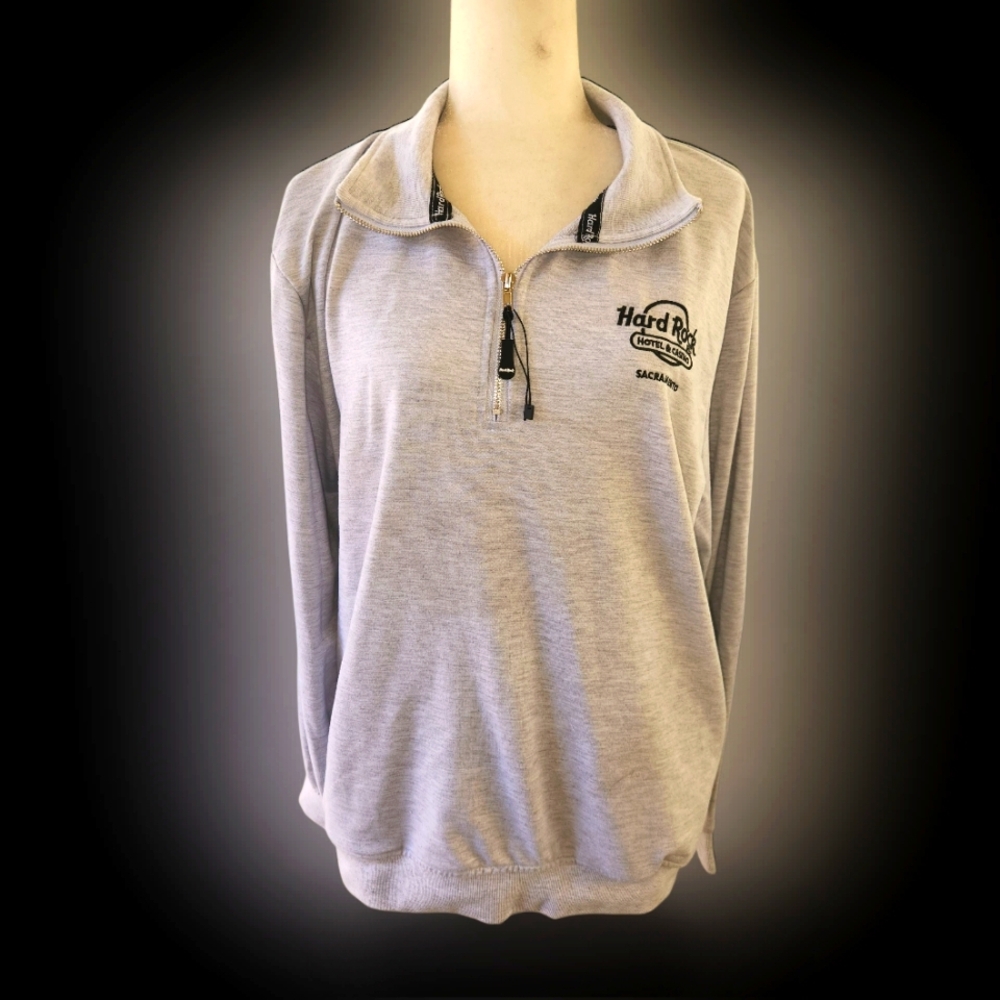 Hard Rock Cafe Light Gray Zip-Up Sweatshirt